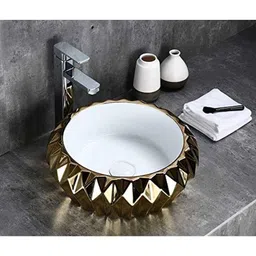 InArt 16x16x6 inch Ceramic Gold Table Top Wash Basin, INA-486-picture-11