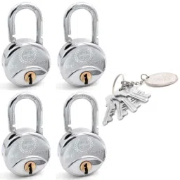 Harrison 50mm 8 Lever Mild Steel Bright Chrome Plated Finish Round Padlock with 4 Keys, SC-2000-0552 (Pack of 4)-image-24