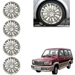 Auto Pearl 4 Pcs 14 inch Silver ABS Press Type Hubcap Wheel Cover Set with Retention Ring for Toyta Qualis-image-6
