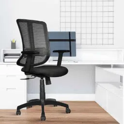 Rose Wave Mesh Black Medium Back Revolving Ergonomic Office Chair-9