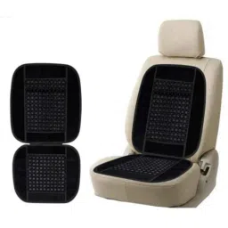 Auto Pearl PU &a; Wooden Beads Black Rectangular Car Seat Cushion with Velvet Border for Isuzu MU 7 (Pack of 2)-image-19