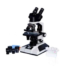 ESAW BM-01 1500x Compound LED Illumination Student Binocular Microscope with Semi-Plan Achro Objectives &a; Kit-27