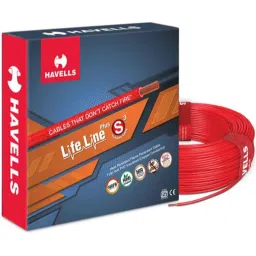 Havells 1 Sqmm Red Life Line Plus Single Core HRFR PVC Copper Insulated Flexible Cables, WHFFDNRA11X0, Length: 90 m-image-41