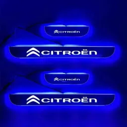 SureStrive 4 Pcs Acrylic Car Side Footstep Set with Blue LED Door Sill Scuff Plate for Citroen 2023 C3 All Model-image-7