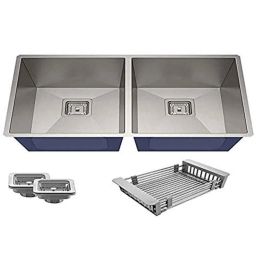 10X 45x20 inch Stainless Steel Silver Double Bowl Handmade Kitchen Sink-image-86