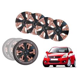 Auto Pearl 4 Pcs 14 inch Black &a; Copper ABS Press Type Hubcap Wheel Cover Set with Retention Ring for Maruti Suzuki SwiftType2-image-96