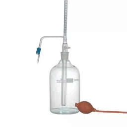 Supertek 25ml Borosilicate Glass 3.3 Clear Automatic Zero Burette with PTFE Needle Valve &a; Calibration Certificate, 77.108.0025-42