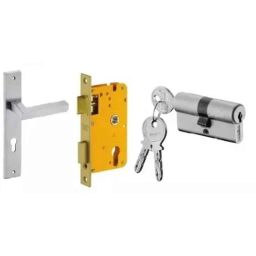 Dorset HL Series Nero 70mm Stainless Steel Door Handle Lock Set with Both Side Key Cylinder (Pack of 2)-picture-33
