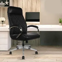 Rose Big Bucket Faux Leather Black High Back Revolving Executive Office Chair-18