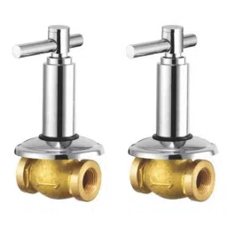 Drizzle Tarim 2 Pcs 15mm Brass Chrome Finish Silver Concealed Stop Cock Set, ACON15TARIM2-image-85