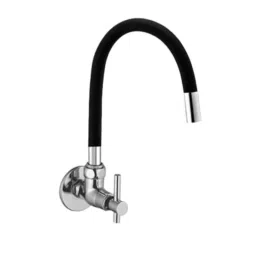 IRIS Terrim Brass Chrome Finish Wall Mount Sink Cock for Kitchen with Silicone Flexible Spout-47