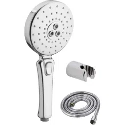 Prestige Recto 3 Pcs Brass Chrome Finish Hand Shower, Stainless Steel Tube &a; Wall Hook Set-image-23