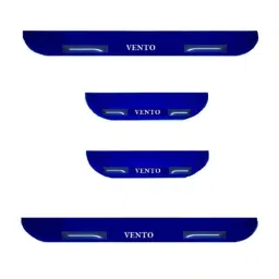 Car Accessories Hub 4 Pcs Acrylic Black Sill Scuff Plate Set with Blue LED for Volkswagen Vento All Model-picture-22