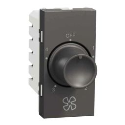 Schneider Electric Miluz Zeta 1 Module 4 Step Warm Grey Fan Regulator, MZFR4STP1M_WG-24