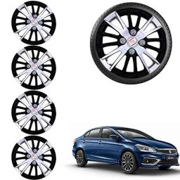 Auto Pearl 4 Pcs 15 inch ABS Black &a; Grey Car Hubcap Wheel Cover with Retention Ring Set for Ciaz2018-picture-33