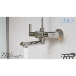 ZAP Ultra Cube Series 2-in-1 Brass Wall Mixer with Crutch, Multi Flow Hand Shower &a; 1.5m SS Hose Pipe image 2