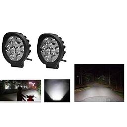 AOW LED Small Round Auxiliary Bike Fog Lamp Light Assembly White (Set of 2) with Switch for Suzuki Gixxer-33