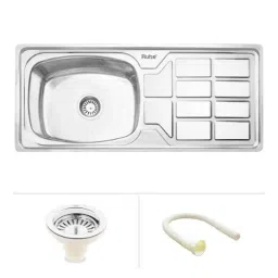Ruhe 45x20x9 inch Stainless Steel Glossy Finish Oval Single Bowl Kitchen Sink with Drainboard, 13-0202-03-picture-31