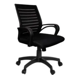 Rajpura Boom 93 SB Medium Back Black Centre Tilt Mechanism Revolving Office Executive Chair-image-42