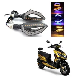 Kozdiko 4 Pcs Bike D Shaped 9 LED Front &a; Rear Side Turn Signal Indicator Light Set for Okinawa Praise-picture-46