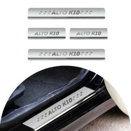 SureStrive 4 Pcs Stainless Steel Silver Footstep Sill Plate Set without LED for Maruti Suzuki Alto K10-picture-43