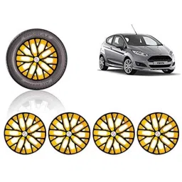 Auto Pearl 4 Pcs 14 inch ABS Black &a; Yellow Press Type Fitting Car Wheel Cover Set for Ford Fiesta New-image-61