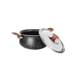 Sigri-Wala 3.5 Litre 24cm Induction Bottom Aluminium Black Non Stick Casserole with Glass Lid-picture-41