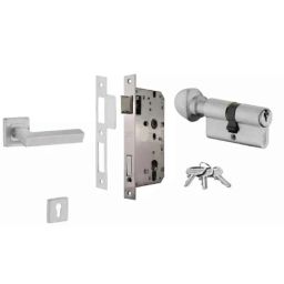 Dorset ML Series Nero 70mm Stainless Steel Door Handle Lock Set with Knob &a; Key (Pack of 3)-picture-44
