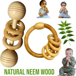 Handcrafted with Natural Neem Wood Rattles (Antibacterial and Antifungal) Rattle-12