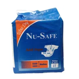Nu-Safe 10 Pcs Non-Woven Fibre Sticking Type Adult Diaper Set with Standing Inner Leak Guard, Size: Medium-image-65