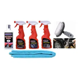 Indopower Ff1074 Leather Shiner Spray, Dashboard Shiner Spray, TyreShiner Spray, Scratch Remover: 100g, Car Cloth , All Tyre Cleaning Brush Kit, AHh1078-image-58