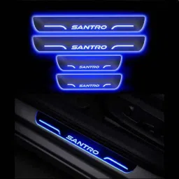 SureStrive 4 Pcs Acrylic Car Side Footstep Set with Blue LED Door Sill Scuff Plate for Hyundai Santro Type-1 Model-picture-10