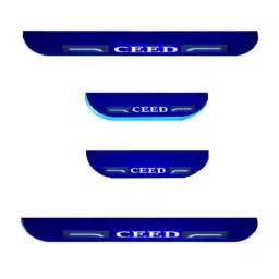 Car Accessories Hub 4 Pcs Acrylic Black Sill Scuff Plate Set with Blue LED for Kia Ceed All Model-image-13