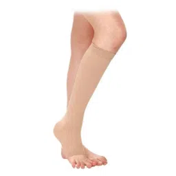 Samson GS-1209 Beige Knee High Class-I AD Medical Compression Stockings with Anti-Slip Silicone Liner, Size: M-12
