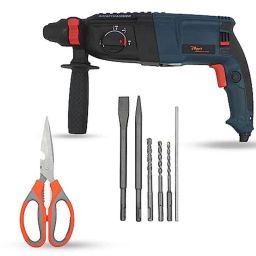 Hillgrove 1200W Forward &a; Reverse Rotation Hammer Impact Drill Machine with Scissior &a; 5 Pcs SDS Plus Bit, HGCM1212-12