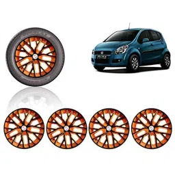 Auto Pearl 4 Pcs 14 inch ABS Black &a; Orange Press Type Fitting Car Wheel Cover Set for Maruti Suzuki Ritz T1-29