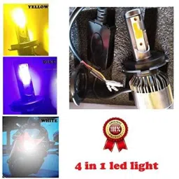 AOW Multi Color LED Anti-Flicker (36W/3800LM) Headlight Bulb with Ultra Bright White Light Universal for All Bikes (12V - 36W) t-18-10