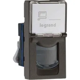 Legrand Myrius Nextgen RJ45 UTP CAT6 1 Module Tool-Less Charcoal Grey Socket with Shutter, 679465-picture-1