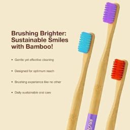 Dencrus Orby Plus Bamboo Brown Ultra Soft Toothbrush with Biodegradable &a; Compostable Handle, DENOPBTRPBL4 (Pack of 4) image 5