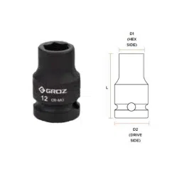 Groz 17mm 1/2 inch Drive Hex Impact Socket, ISKT/H/1-2/17-picture-35