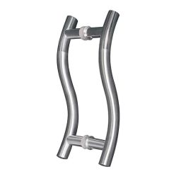 Galaxy 12 inch Stainless Steel Silver S Type Glass Door Handle Set-image-96