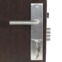 Homexpert MG1106 10 inch 60mm Stainless Steel Silver Cylindrical Plate Both Side Key Mortise Door Lock Set-image-64
