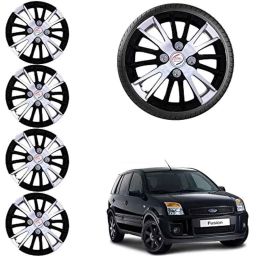 Auto Pearl 4 Pcs 15 inch ABS Black &a; Grey Car Hubcap Wheel Cover with Retention Ring Set for FordFusion-17