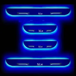Car Accessories Hub 4 Pcs Acrylic Black Sill Scuff Plate Set with Blue LED for Maruti Suzuki XL-6 All Model-picture-10