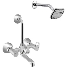 Prestige Prime 2 Pcs Brass Chrome Finish Wall Mixer &a; Dolphin Shower Head Set-26