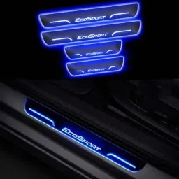 Car Accessories Hub 4 Pcs Acrylic Black Sill Scuff Plate Set with Blue LED for Ford Ecosport New Model-image-92
