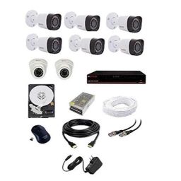 CP Plus 2.4MP 6 Bullet &a; 2 Dome White &a; Black Camera with 8 Channel DVR &a; Hard Disk Kit, CP_029-16