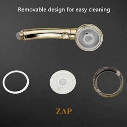 ZAP ABS Gold Finish Handheld Shower with On/Off Pause Switch &a; 3 Spray Setting Showerhead image 4