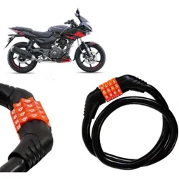 Auto Pearl Black &a; Orange 4 Digit Anti-Theft Combination Number Lock for Pulsar 220F-picture-36