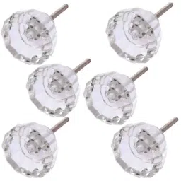 Atom 1.25 Inch Clear Crystal Glass Flower Cabinet Door knob (Pack of 6)-image-51